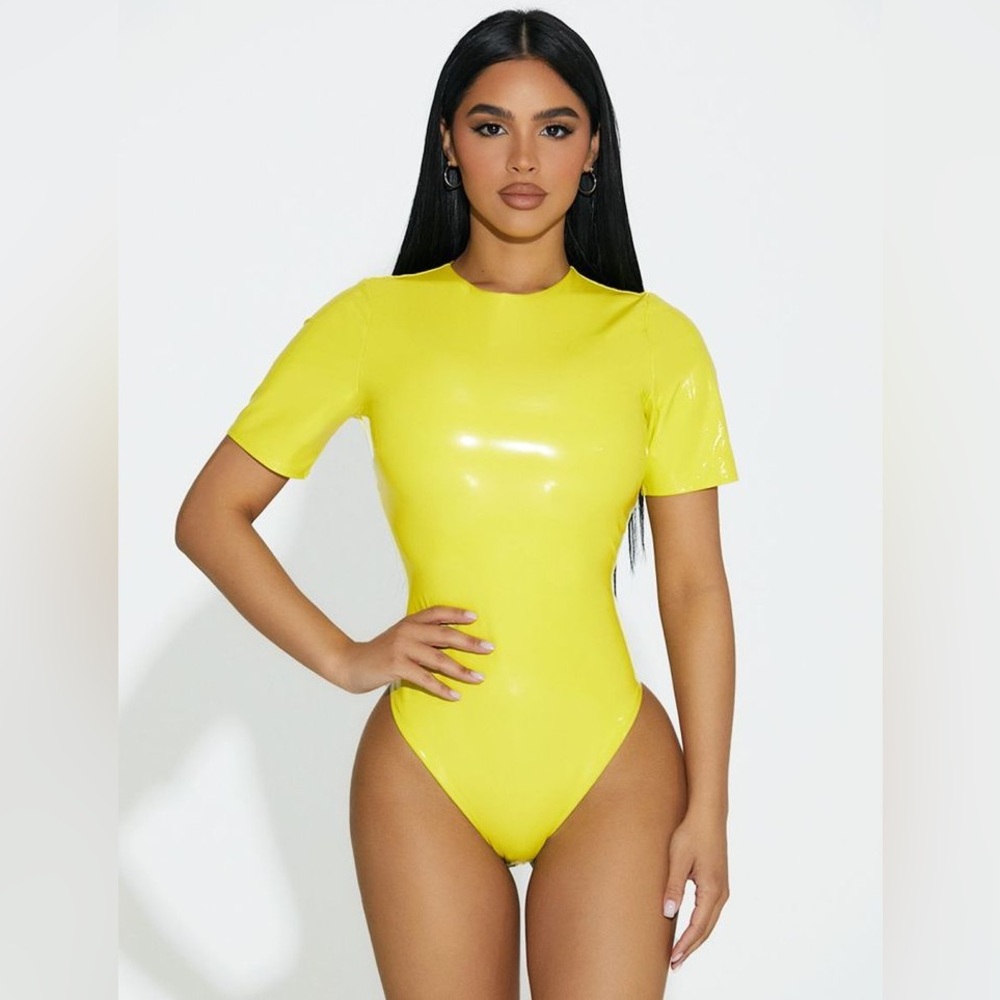 Naked Wardrobe The Vinyl Crew Bodysuit